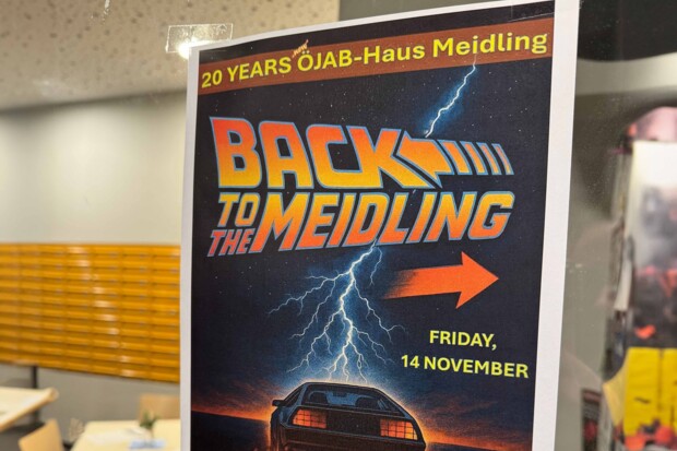 Plakat zur Feierlichkeit "20 Jahre ÖJAB-Haus Meidling".