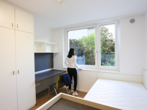 Einzelzimmer im neuen ÖJAB-Haus Remise, Jugendwohnheim in Wien-Meidling.