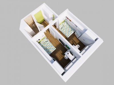 Ground plan illustration of a Single Economy at the ÖJAB-Haus Niederösterreich 1.