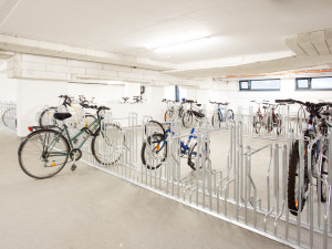 Bicycle storage space of the ÖJAB-Greenhouse.