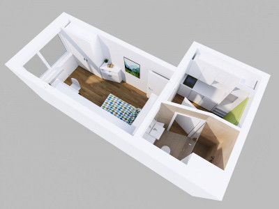 Graphische Darstellung des Grundrisses Single Comfort im ÖJAB-Haus Niederösterreich 1.