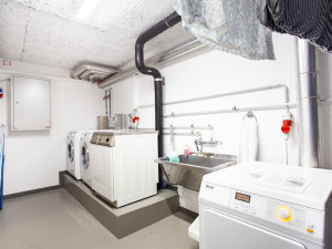 Laundry room of the ÖJAB-Haus Salzburg in Salzburg.