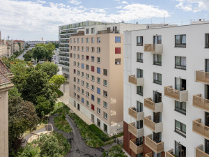 Außenaufnahme des neuen ÖJAB-Hauses Remise, Studierenden- und Jugendwohnheim.