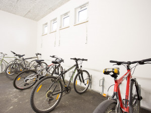 Bicycle storage space of the ÖJAB-Haus Donaufeld.