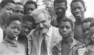 Bruno Buchwieser with children in Upper Volta (now Burkina Faso), 1970s.