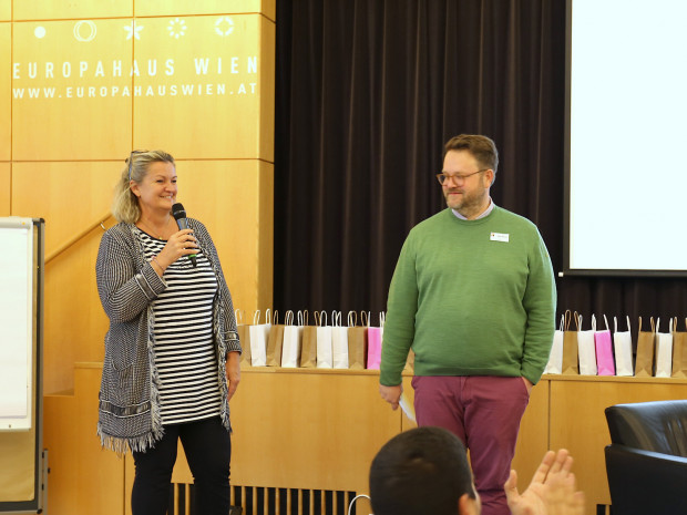 Monika Schüssler und Andreas Gruber auf der Bühne