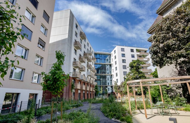 Außenaufnahme des ÖJAB-Hauses Neumargareten in Wien.