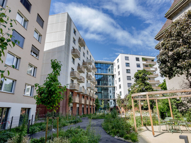 Außenaufnahme "ÖJAB-Pflegewohnhaus Neumargareten - Wohlfühlen am Lebenscampus".