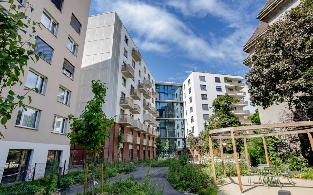 Außenaufnahme des ÖJAB-Hauses Neumargareten in Wien.