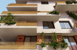 Rendering Nahaufnahme der Außenfassade mit Balkons des neuen ÖJAB-Pflegewohnhauses Neumargareten - Wohlfühlen am Lebenscampus.
