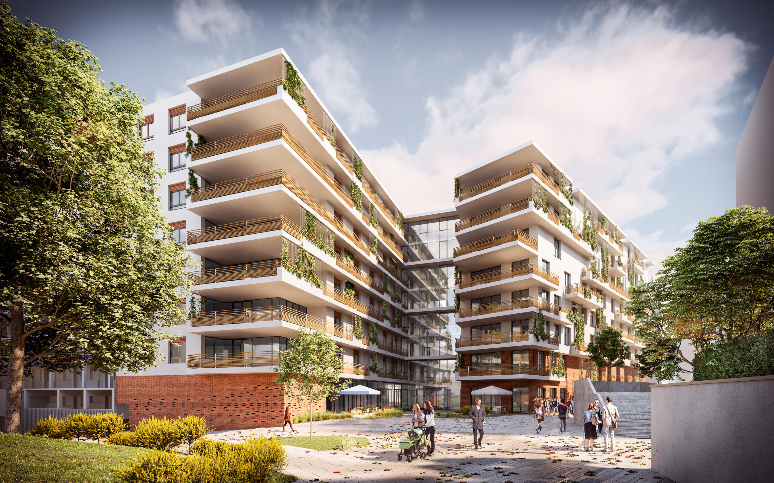 Außenaufnahme des neuen ÖJAB-Pflegewohnhauses Neumargareten am Lebenscampus Wolfganggasse in Wien.
