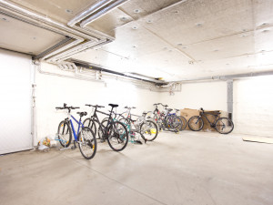 Bicycle storage space at the ÖJAB-Haus Liesing.