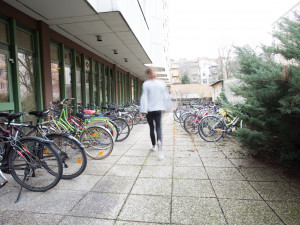 Bicycle storage space at the ÖJAB-Haus Steiermark.