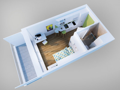 Ground plan illustration of a Single Premium Balcony at the ÖJAB-Haus Niederösterreich 1.