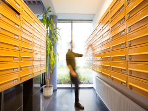 Mailboxes of the ÖJAB-Haus Eisenstadt.